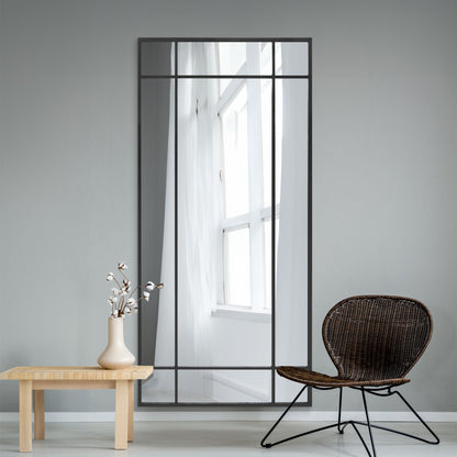 The Fenestra - Modern Black Wall and Floor Mirror 71" x 33" (180 x 85CM)-2