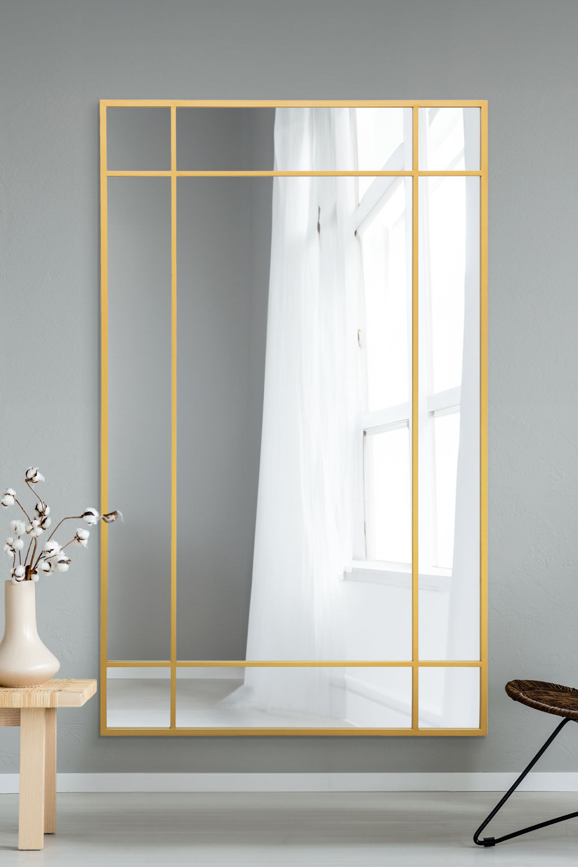 The Fenestra - Elegant Gold Leaning Wall Mirror 71" x 43" (180 x 110CM)-1