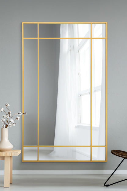 The Fenestra - Elegant Gold Leaning Wall Mirror 71" x 43" (180 x 110CM)-1