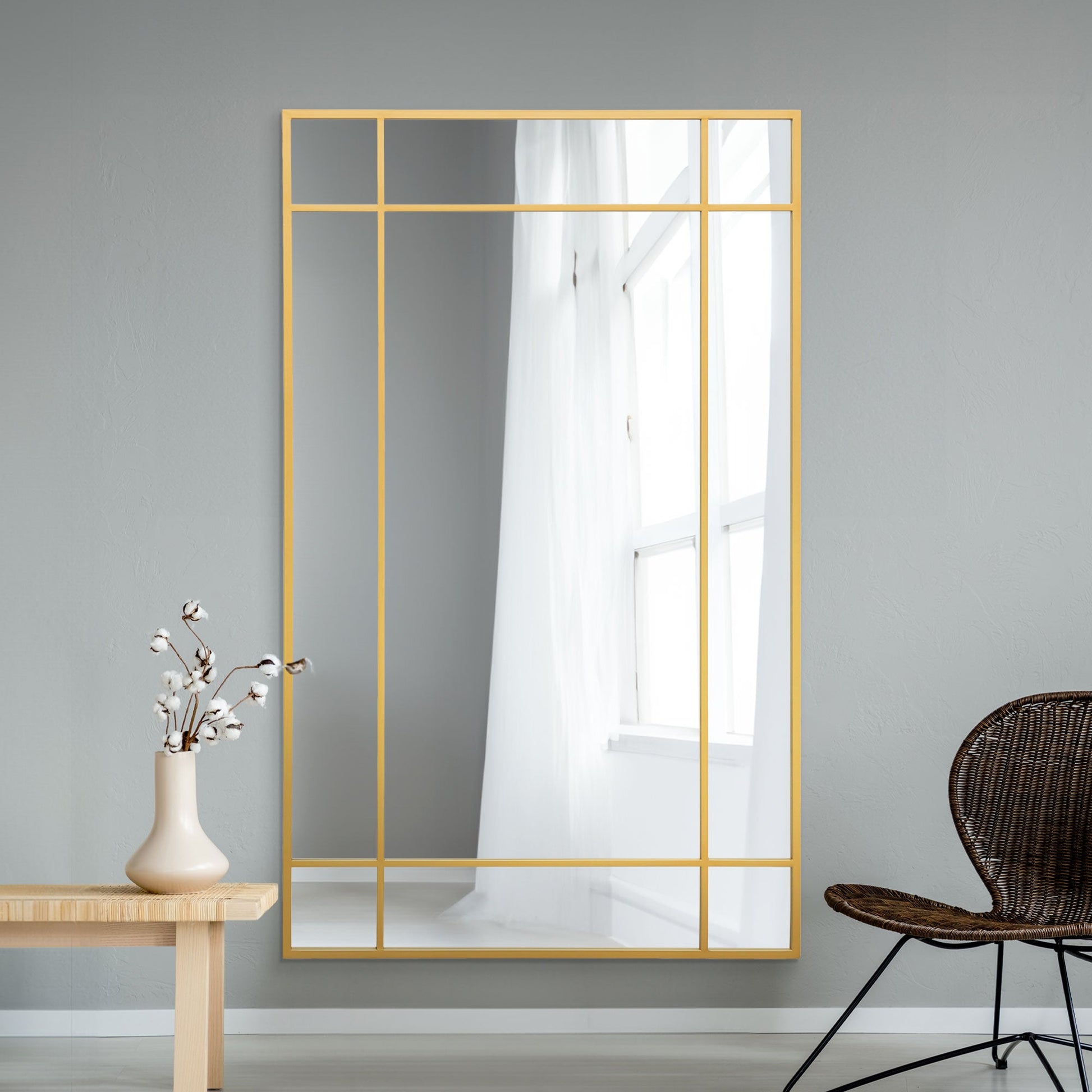 The Fenestra - Elegant Gold Leaning Wall Mirror 71" x 43" (180 x 110CM)-2