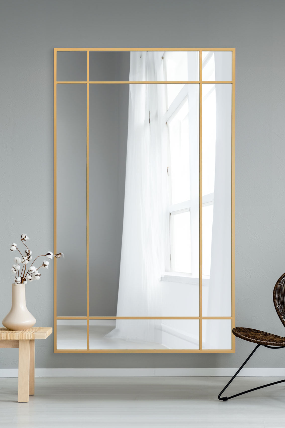 The Fenestra - Elegant Gold Leaning and Wall Mirror 79" x 47" (200 x 120CM)-1