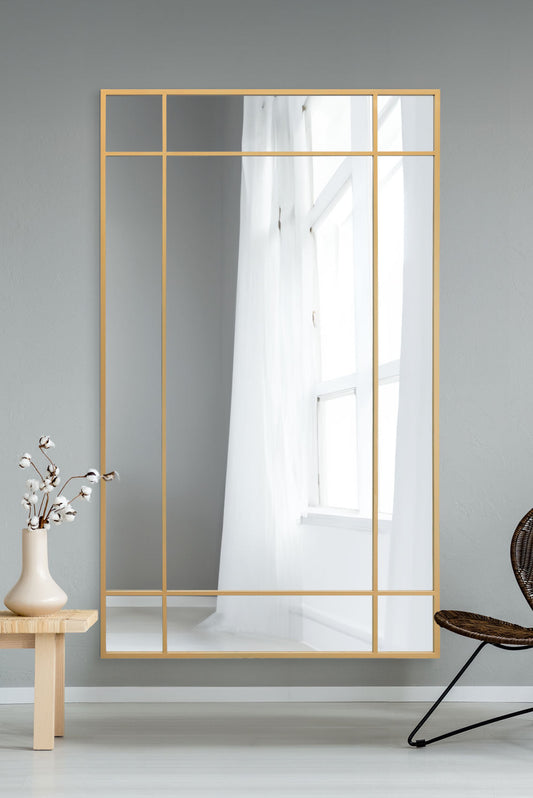 The Fenestra - Elegant Gold Leaning and Wall Mirror 79" x 47" (200 x 120CM)-1