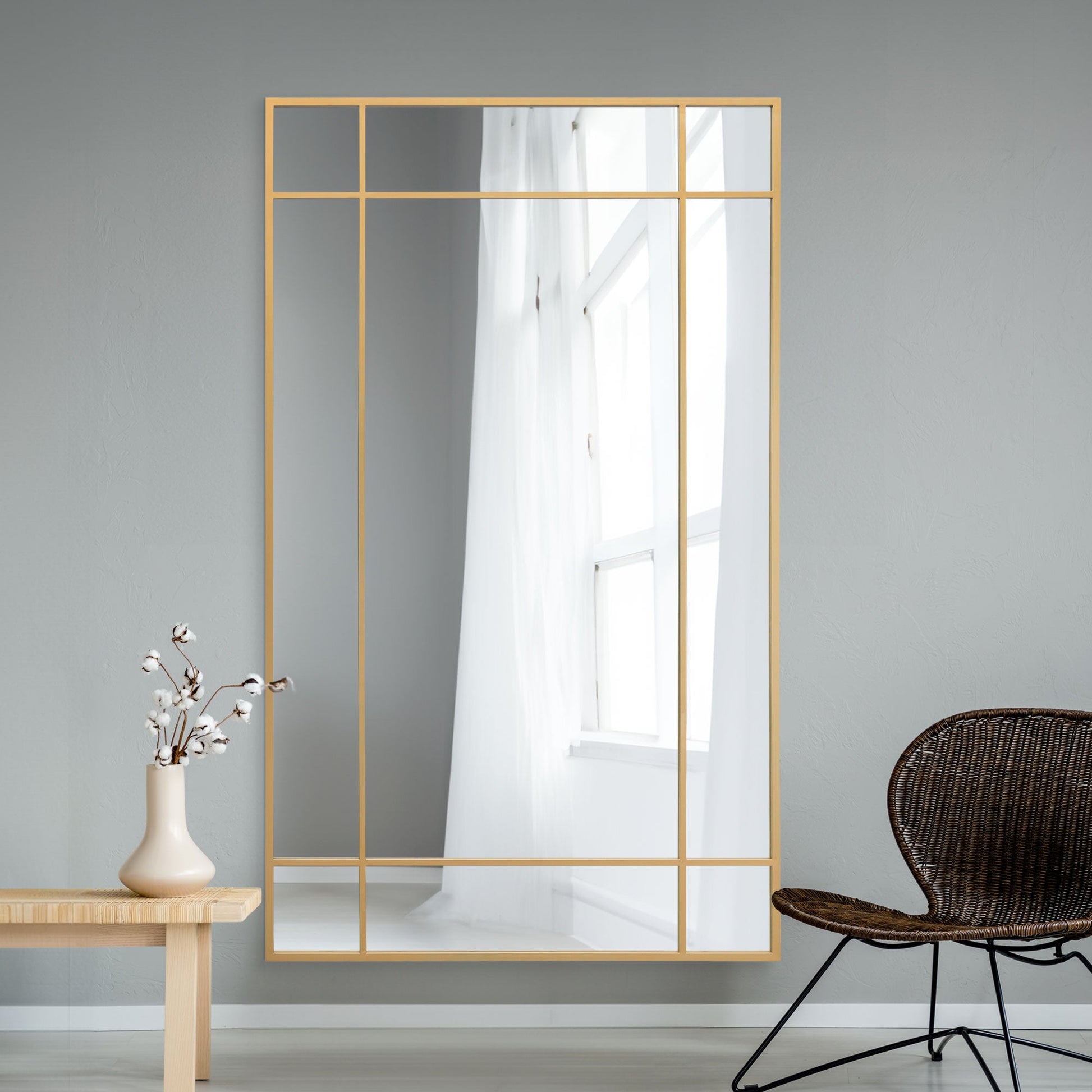 The Fenestra - Elegant Gold Leaning and Wall Mirror 79" x 47" (200 x 120CM)-2