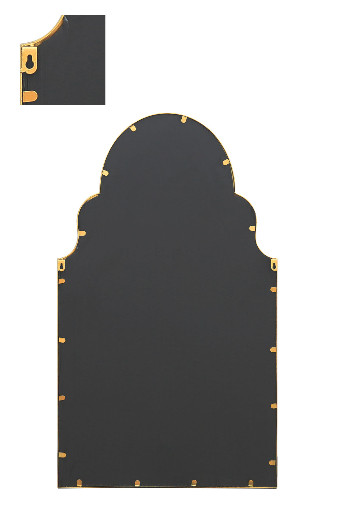 The Aurelia - Elegant Gold Metal Arched Garden Wall Mirror 41"x 24" (104CM X 61CM)-6