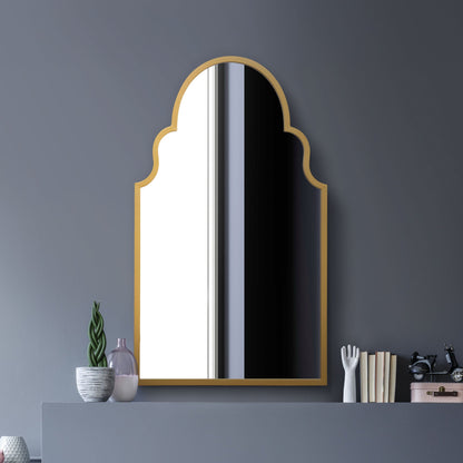 The Elegance - 41" X 24" Gold Arched Wall Mirror with Metal Frame (104CM X 61CM)-2