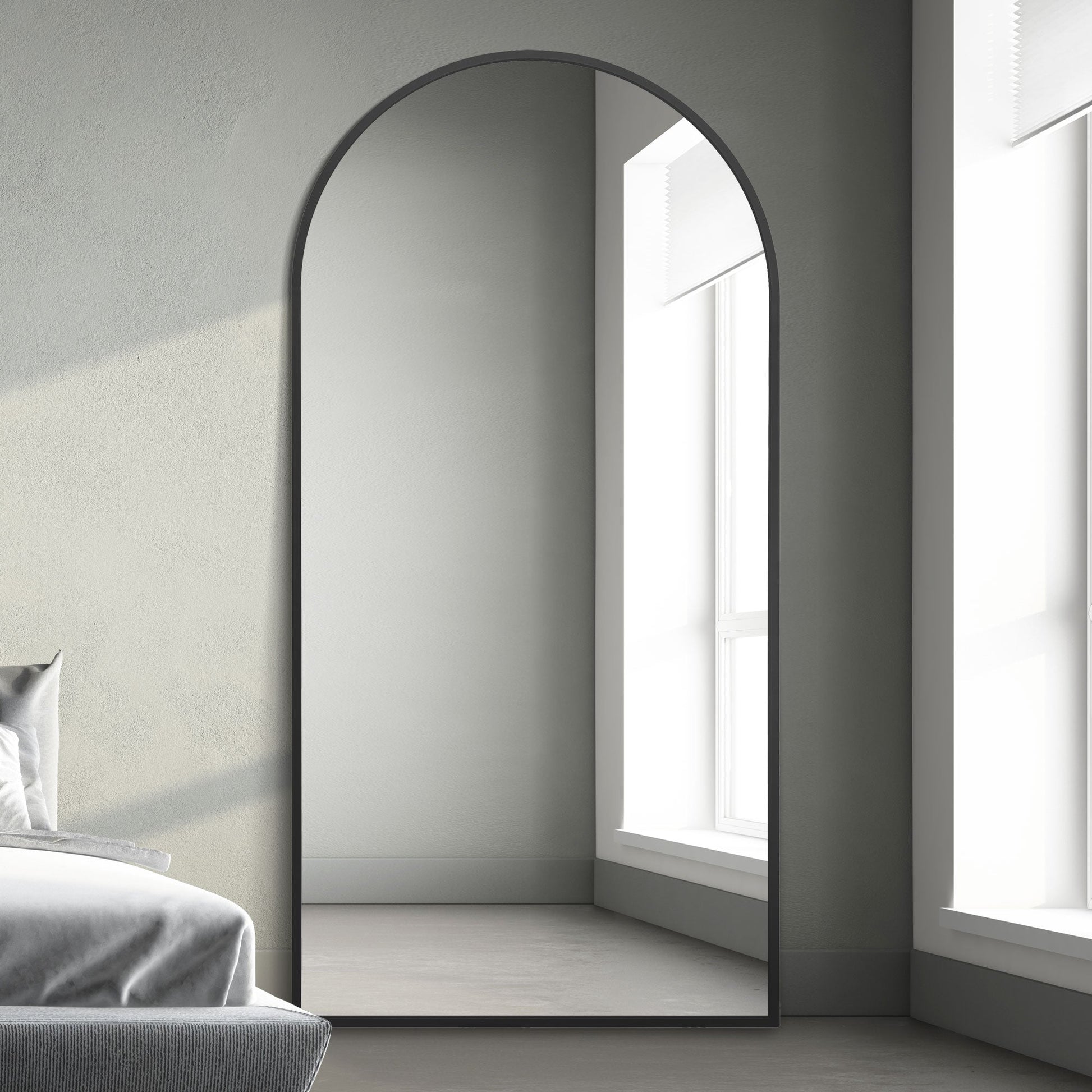 The Arcus - Elegant Black Arched Leaner/Walled Mirror 79" x 39" (200CM x 100CM)-2