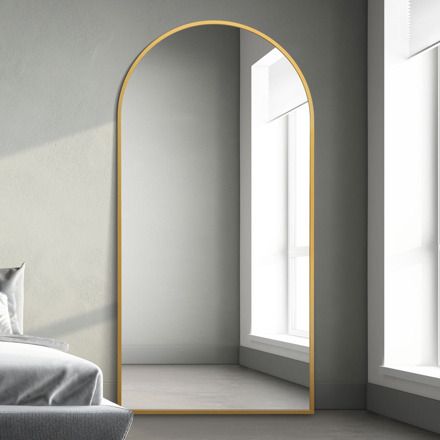 The Elegance - Arched Gold Leaner/Walls Mirror 79" X 39" (200CM X 100CM)-2