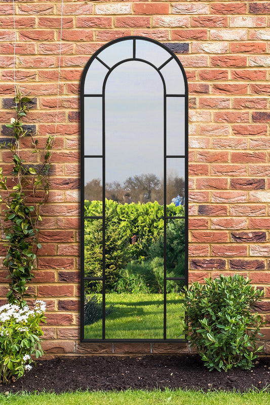 The Arcus - 67" X 24" Black Framed Arched Garden Leaner Mirror (170CM X 60CM)-1