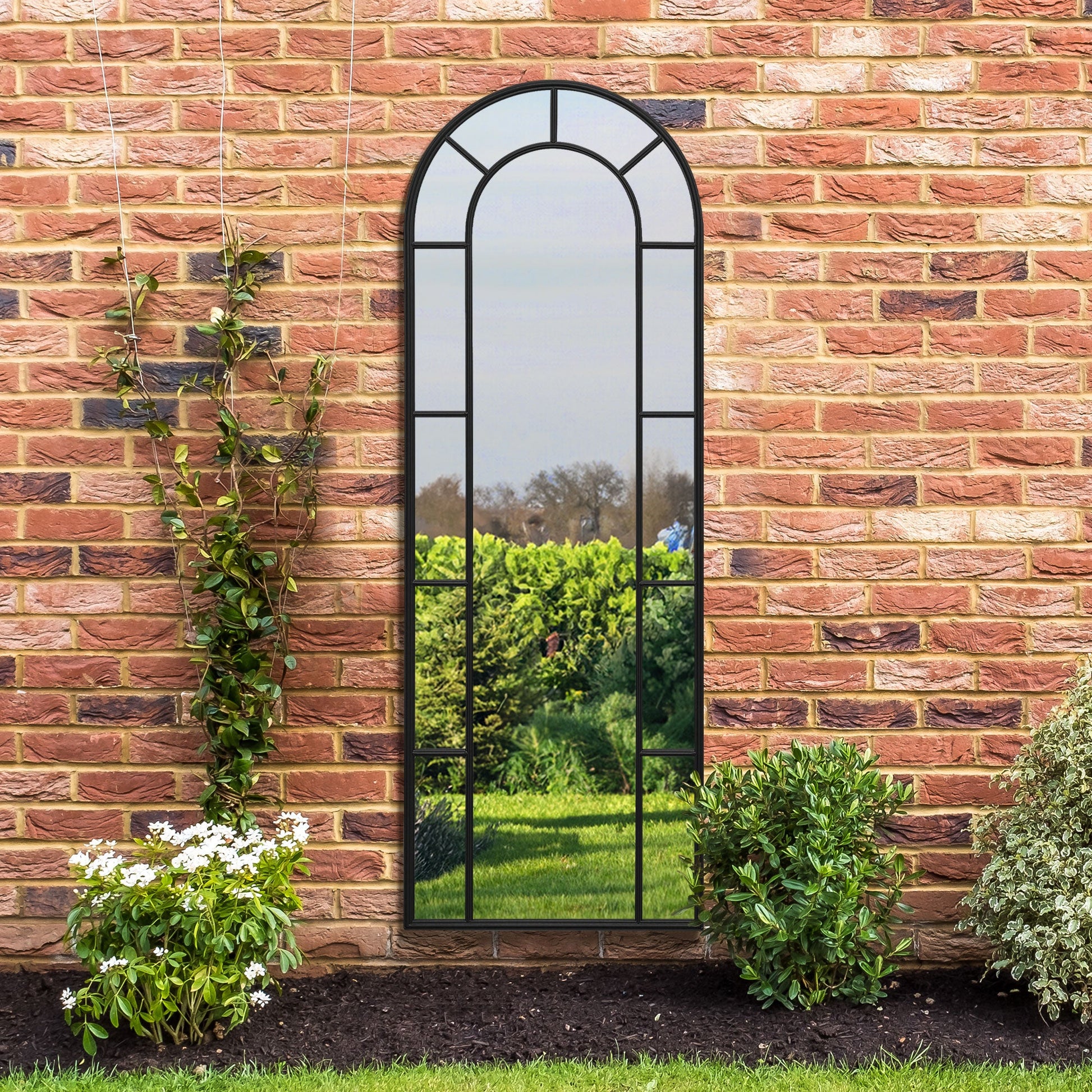 The Arcus - 67" X 24" Black Framed Arched Garden Leaner Mirror (170CM X 60CM)-5