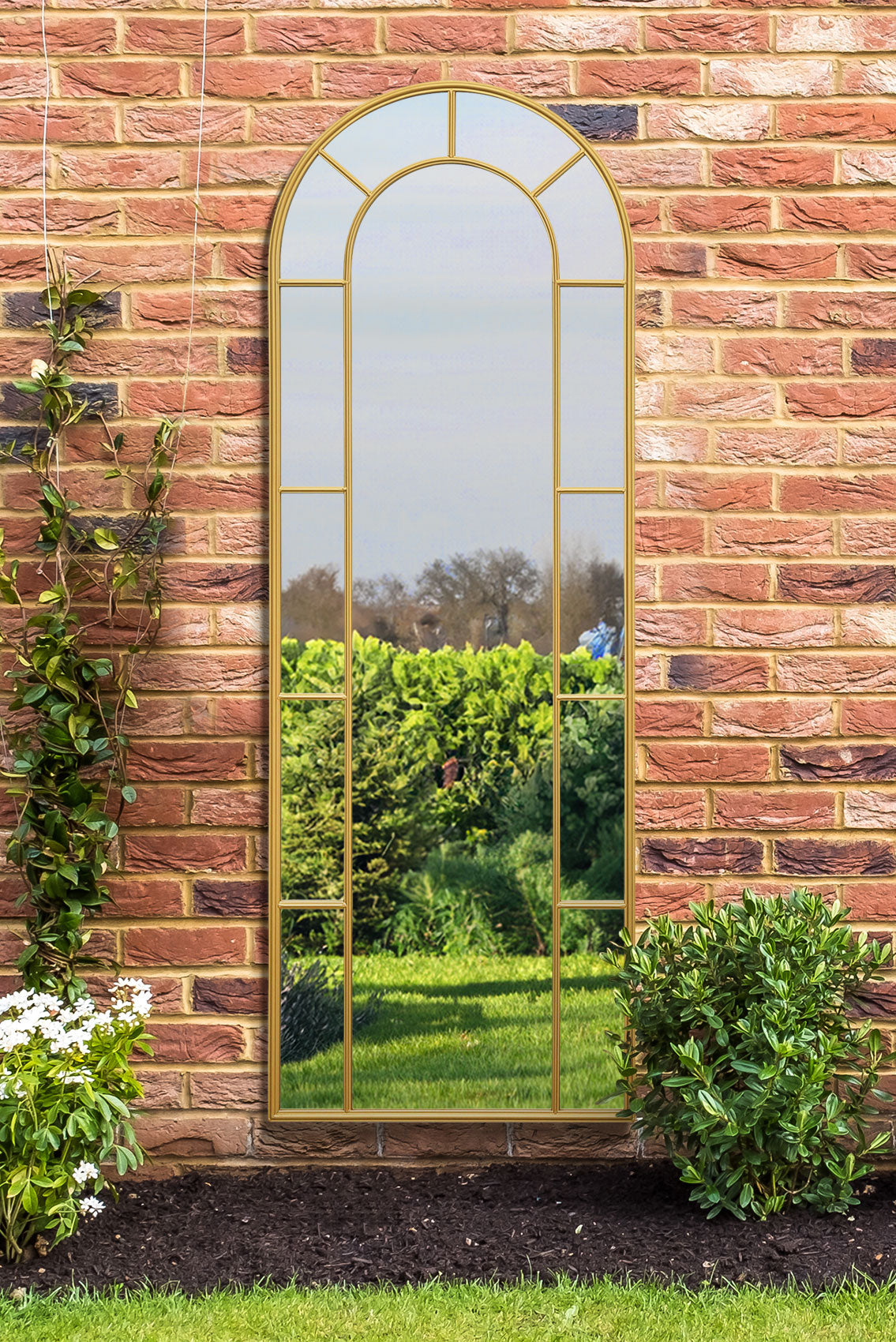 The Luxe Arched Garden Mirror - Gold Frame Leaner 67" X 24" (170CM X 60CM)-1