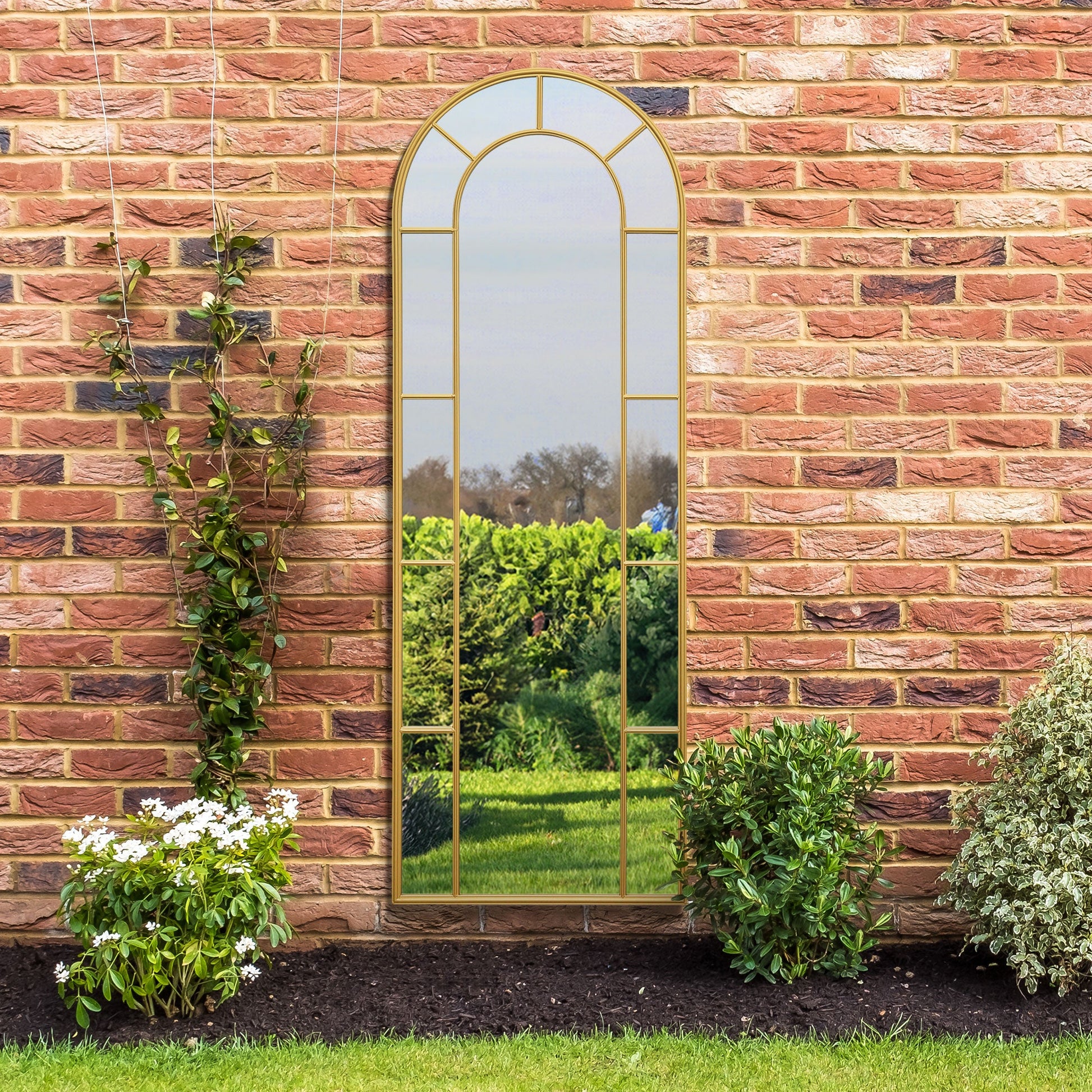 The Luxe Arched Garden Mirror - Gold Frame Leaner 67" X 24" (170CM X 60CM)-5