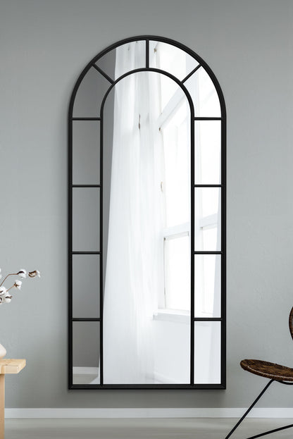 The Arcus - 75" X 33" (190CM X 85CM) Black Framed Arched Full-Length Mirror-1