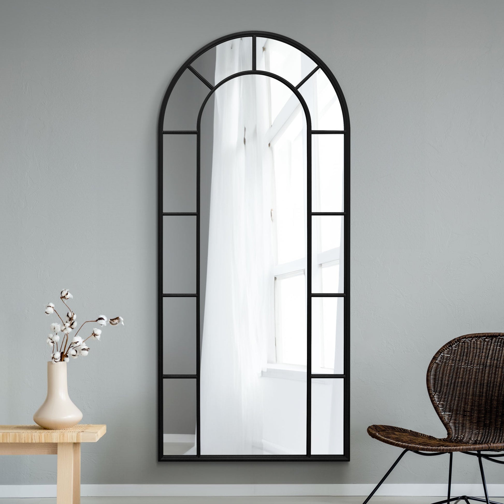 The Arcus - 75" X 33" (190CM X 85CM) Black Framed Arched Full-Length Mirror-2