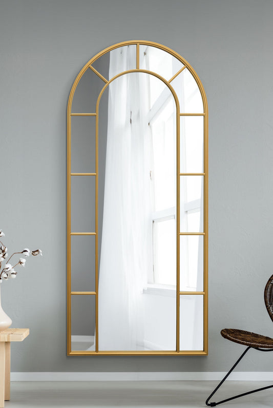 The Elegance - Gold Arched Leaning Wall Mirror 75" X 33" (190CM X 85CM)-1