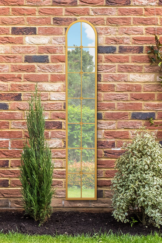 The Arcus - Elegant Gold Arched Leaner Mirror for Garden 67" x 12" (170CM x 30CM)-1