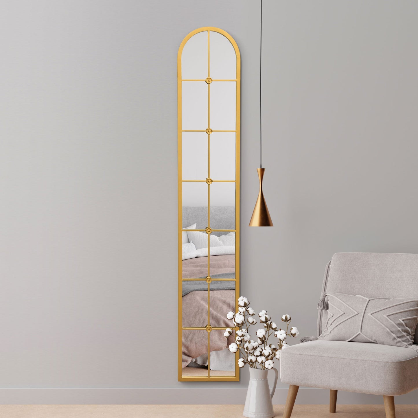 The Elegance - 67" X 12" Gold Arched Leaner Mirror (170CM X 30CM)-2