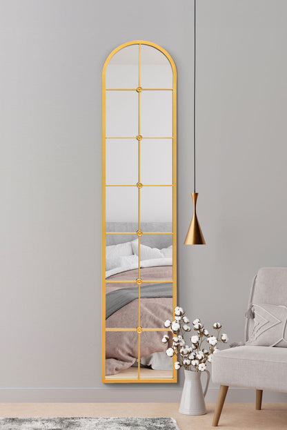 The Elegance - Gold Framed Arched Full-Length Mirror 75" X 16" (190CM X 40CM)-1