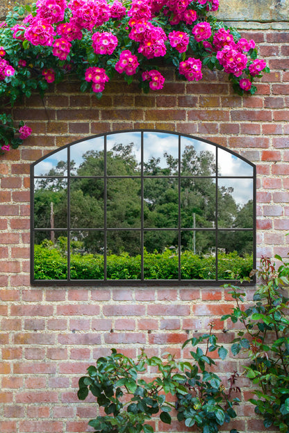 The Arched Elegance - Black Framed Wall Mirror Garden 43" X 29" (110CM X 75CM)-1