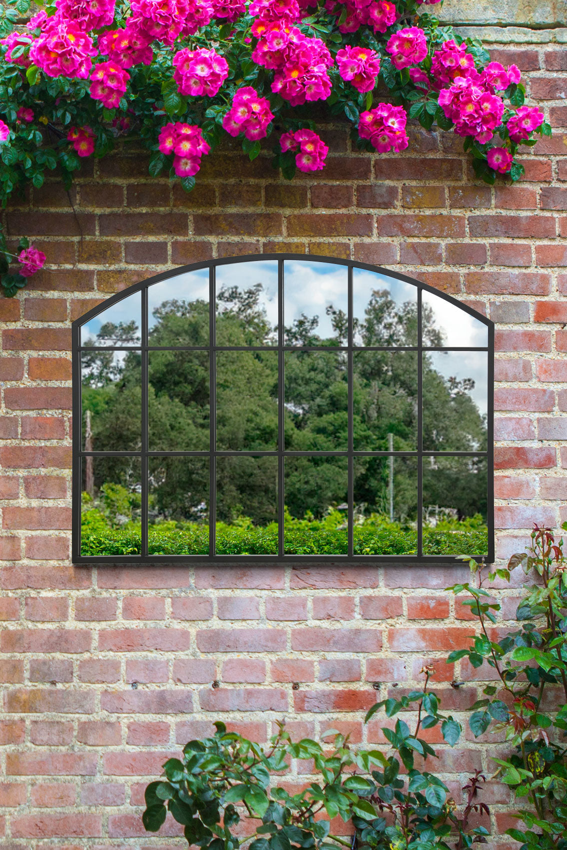 The Arcus - Elegant Arched Wall Mirror with Black Frame 35" X 26" (90CM X 65CM)-1