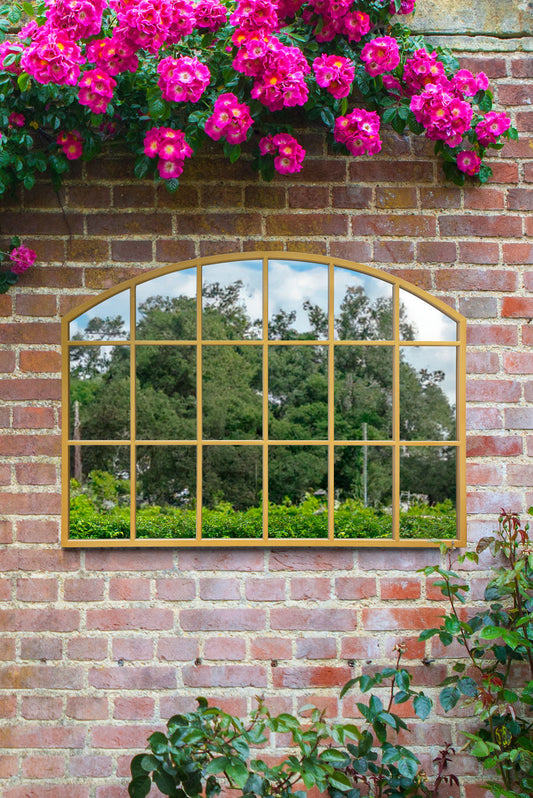 Arched Garden Wall Mirror with Gold Frame - 35" x 26" (90CM x 65CM)-1