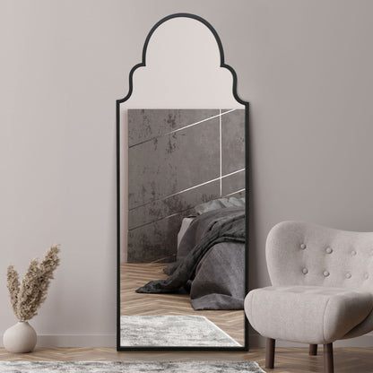 The Arcus - Elegant Black Arched Leaning Wall Mirror 71" x 28" (180CM x 70CM)-2