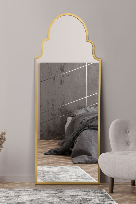 The Arcus Elegance - Gold Arched Leaner Mirror 71" x 28" (180CM x 70CM)-1