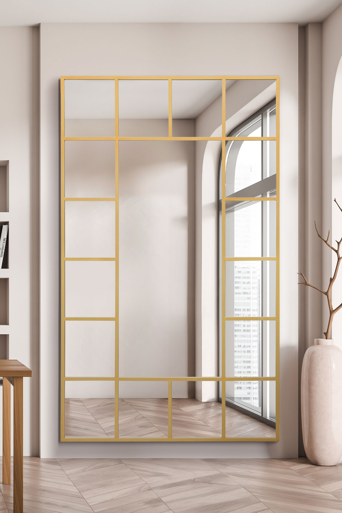 The Luxe Reflection - Gold Contemporary Wall and Floor Mirror 79" X 47" (200 x 120CM)-1