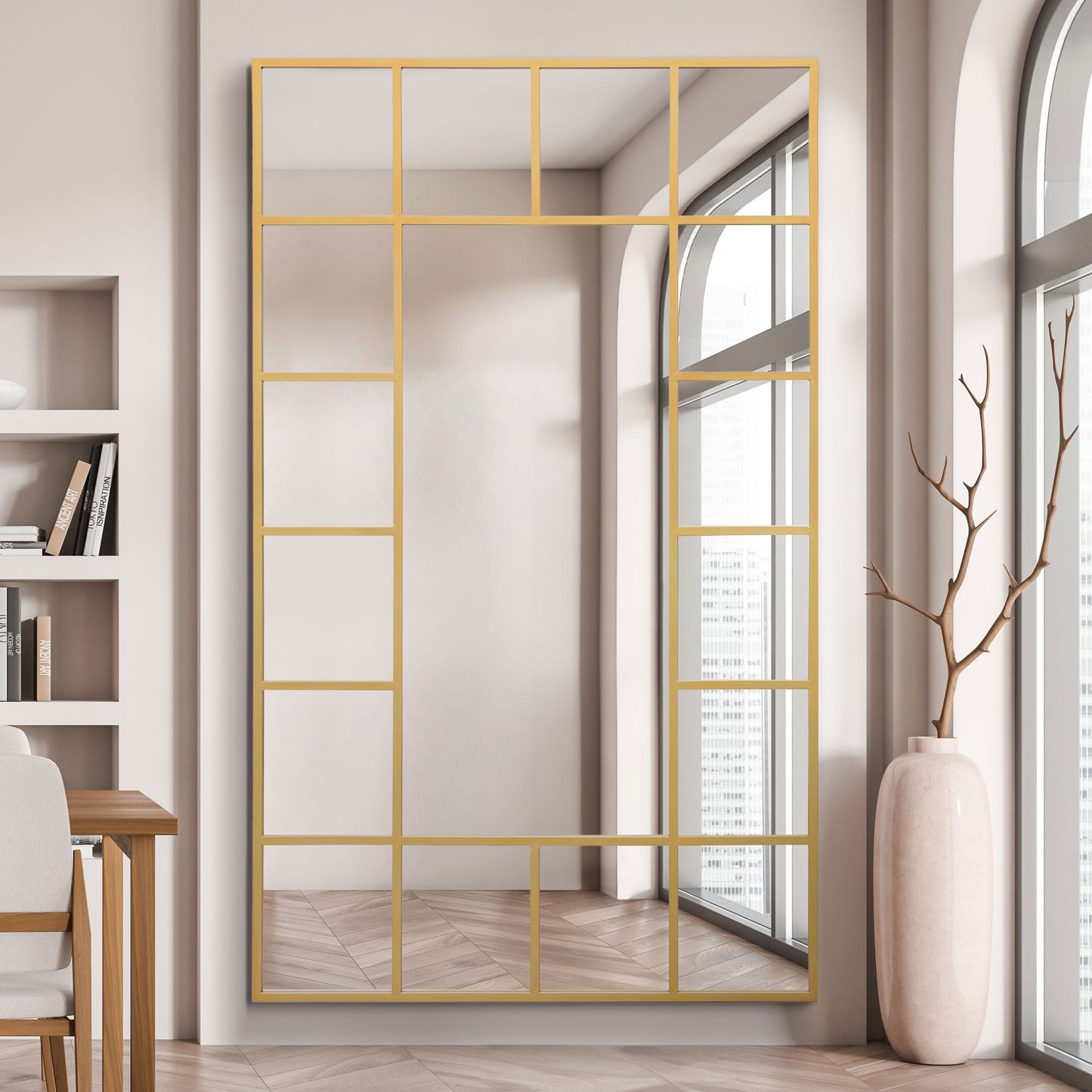 The Luxe Reflection - Gold Contemporary Wall and Floor Mirror 79" X 47" (200 x 120CM)-2