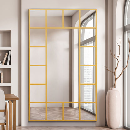 The Fenestra - Elegant Gold Leaning and Wall Mirror 71" x 43" (180 x 110CM)-2