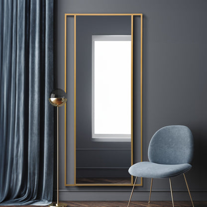 The Luxe Reflection - Gold Contemporary Wall and Leaner Mirror 79" X 35" (200 x 90CM)-2