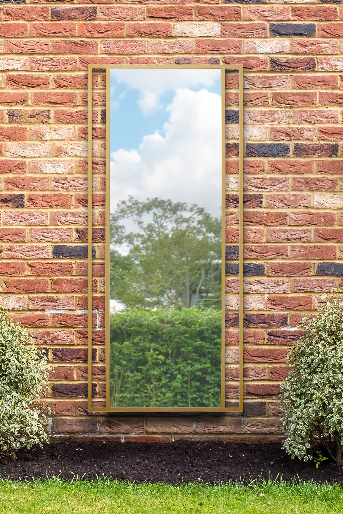 Genestra - Contemporary Gold Leaning Garden Mirror 71"x 31" (180x80cm)-1