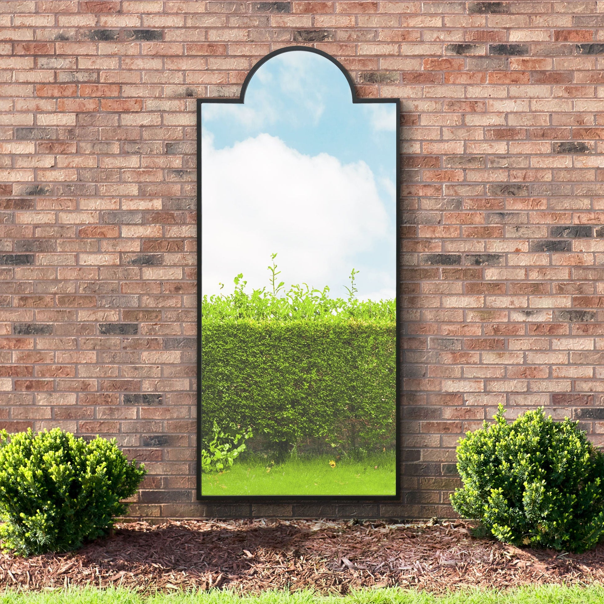 Genestra - Sleek Black 75"x33" (190x85cm) Wall & Leaner Garden Mirror-5