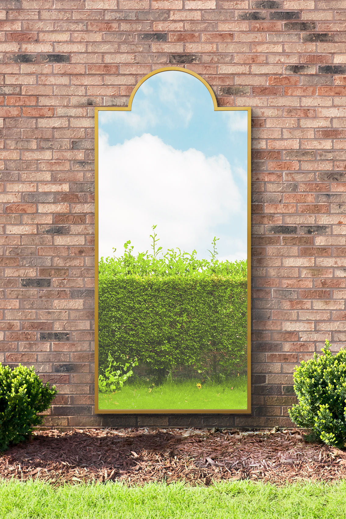 Genestra - Modern Gold Wall & Leaner Mirror for Garden 75"x 33" (190x85cm)-1