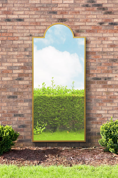 Genestra - Modern Gold Wall & Leaner Mirror for Garden 75"x 33" (190x85cm)-1