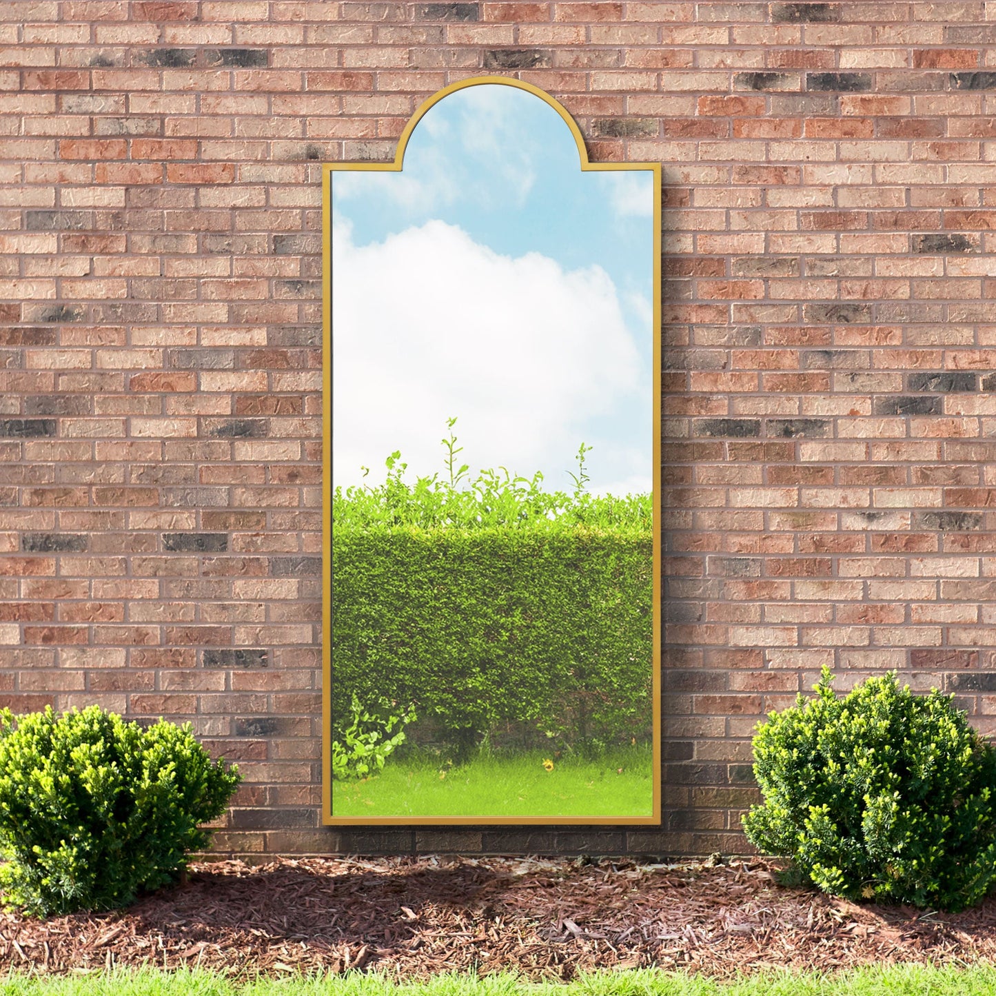 Genestra - Modern Gold Wall & Leaner Mirror for Garden 75"x 33" (190x85cm)-5