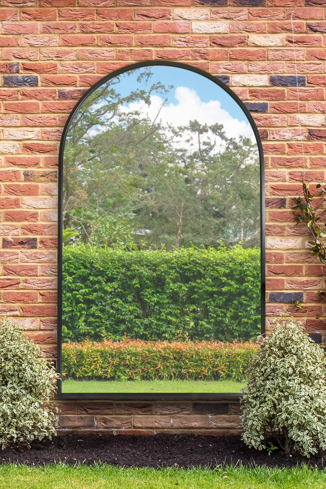 The Arcus - 75" x 47" (190x120CM) Black Framed Arched Full-Length Garden Mirror-1