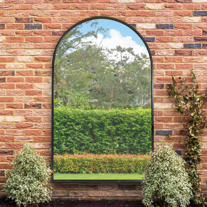 The Arcus - 75" x 47" (190x120CM) Black Framed Arched Full-Length Garden Mirror-5