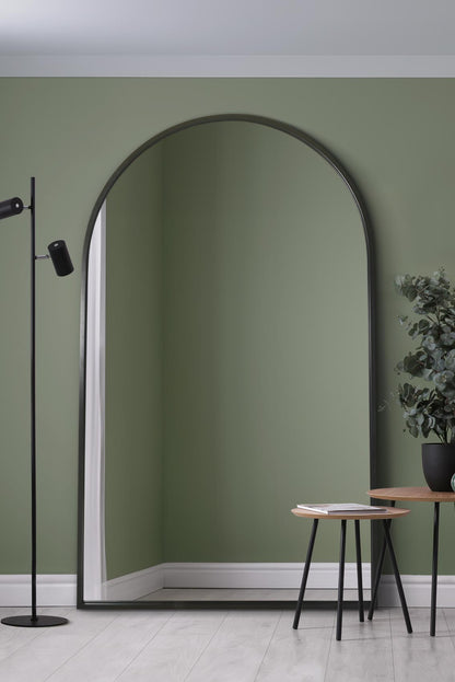 The Arcus Elegance - 75" X 47" (190CM X 120CM) Black Arched Leaning/Wall Mirror-1