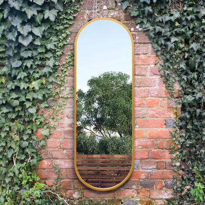 The Vultus - Elegant Gold Metal Double Arch Garden Mirror 63" X 22" (160CM X 55CM) Perfect for Indoor and Outdoor Use-5