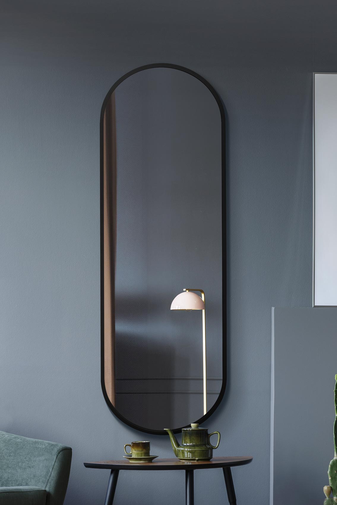 The Vultus - Elegant Black Metal Double Arched Wall Mirror 71" x 24" (180CM x 60CM) Perfect for Indoor and Outdoor Use!-1