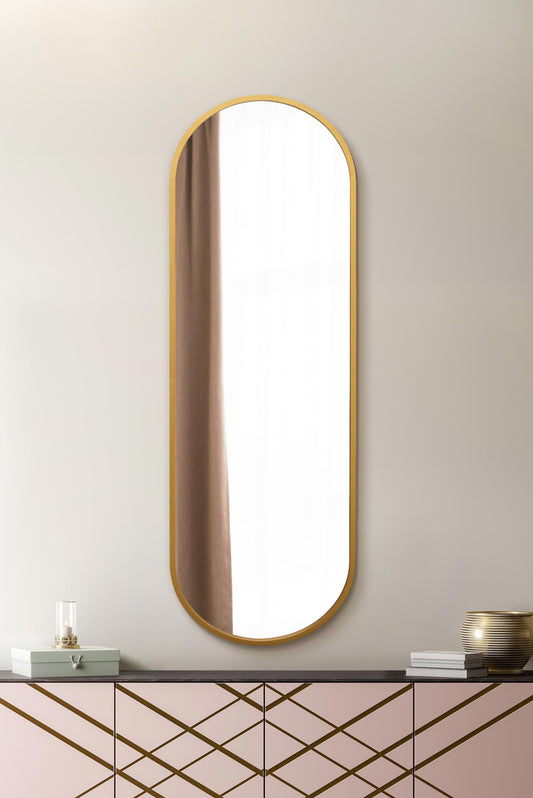 The Vultus - Elegant Gold Double Arched Wall Mirror 71" x 24" (180CM x 60CM) Perfect for Indoor and Outdoor Use!-1