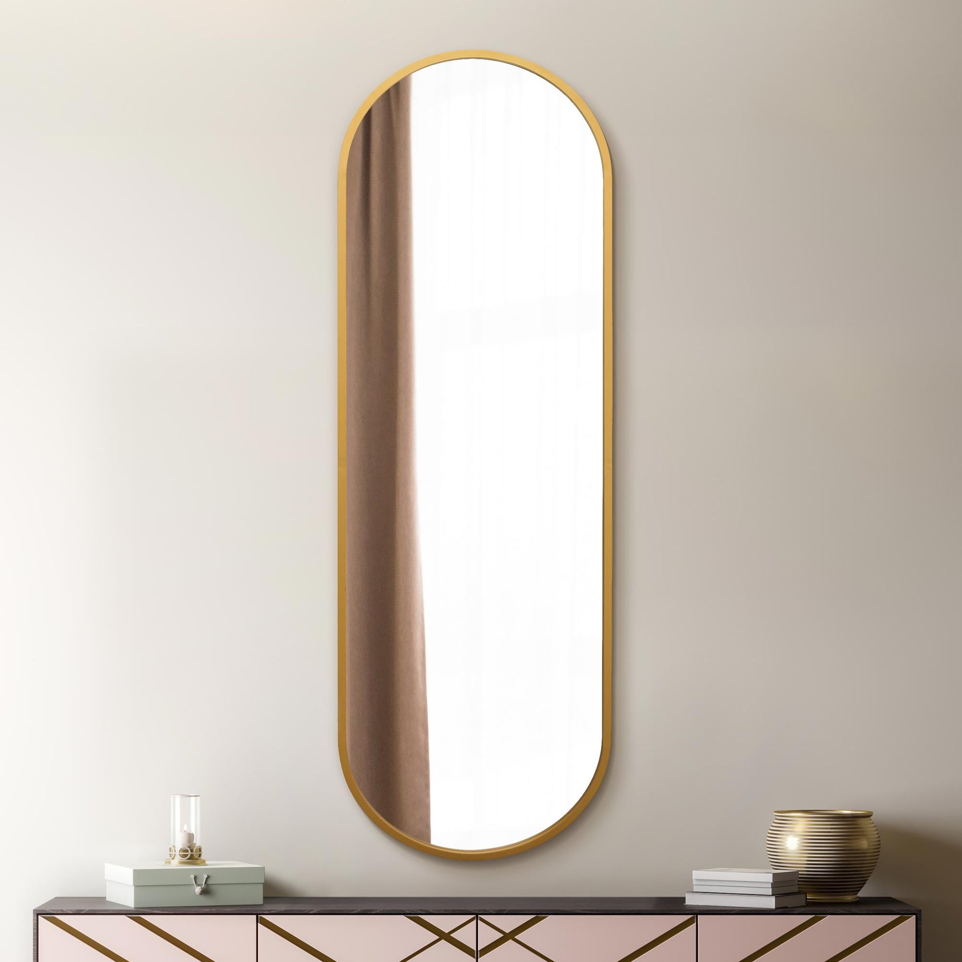 The Vultus - Elegant Gold Double Arched Wall Mirror 71" x 24" (180CM x 60CM) Perfect for Indoor and Outdoor Use!-2