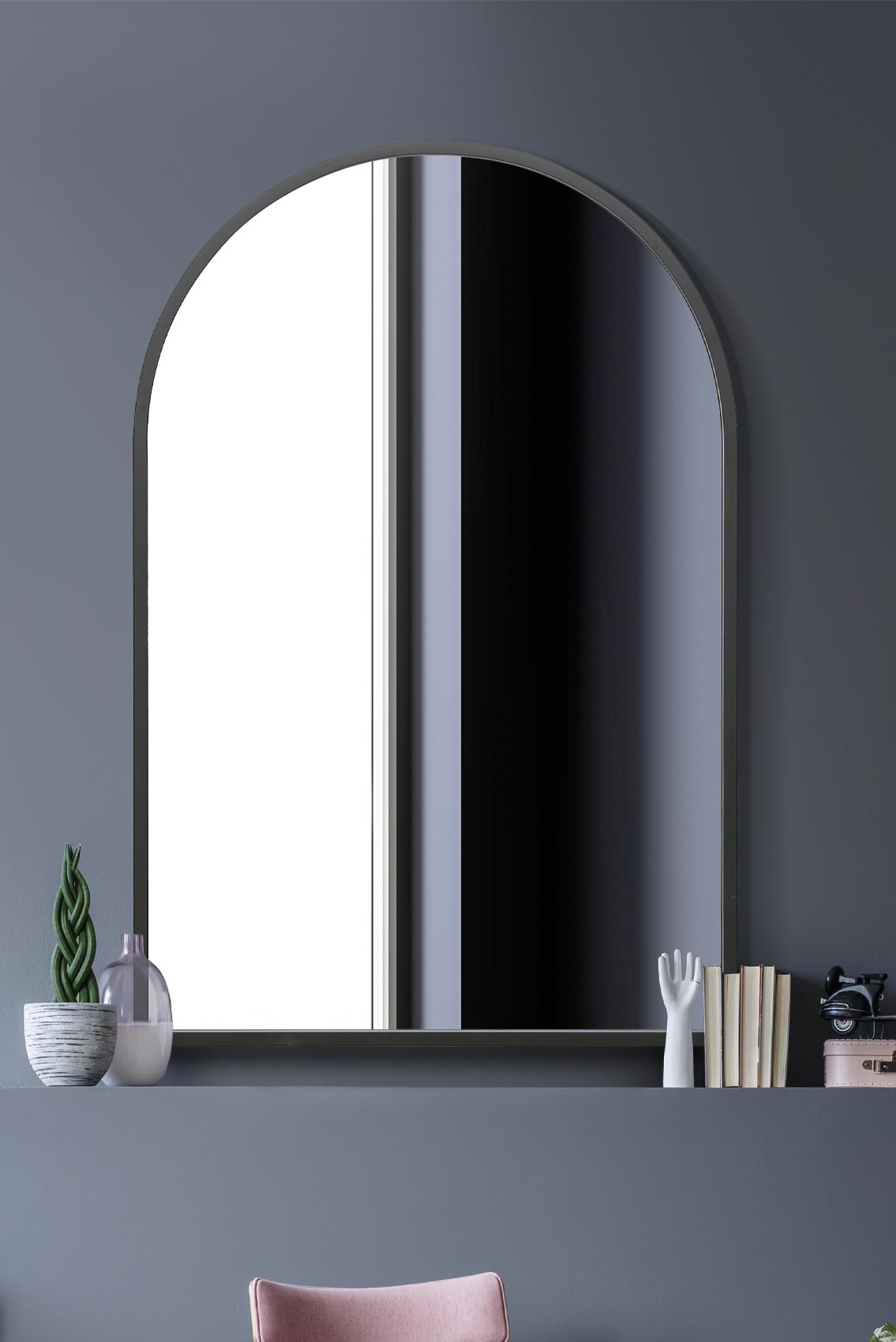 The Arcus Arch - 47" X 31" (120CM X 80CM) Black Metal Framed Mirror for Indoor and Outdoor Use.-1