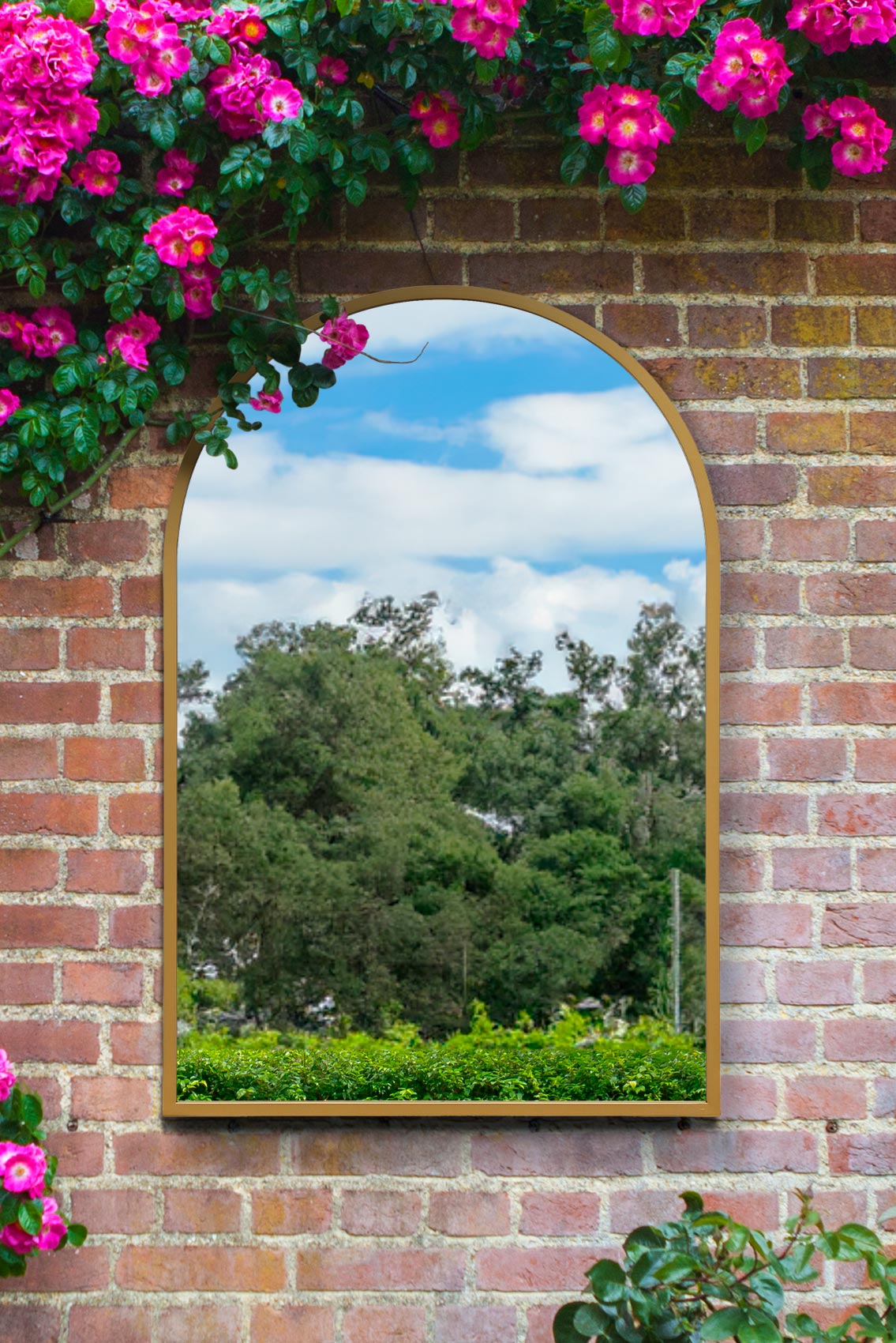 The Elegance - 47" X 31" (120CM X 80CM) Gold Framed Arched Mirror for Indoor and Outdoor Use-1