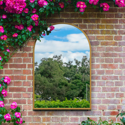 The Elegance - 47" X 31" (120CM X 80CM) Gold Framed Arched Mirror for Indoor and Outdoor Use-5