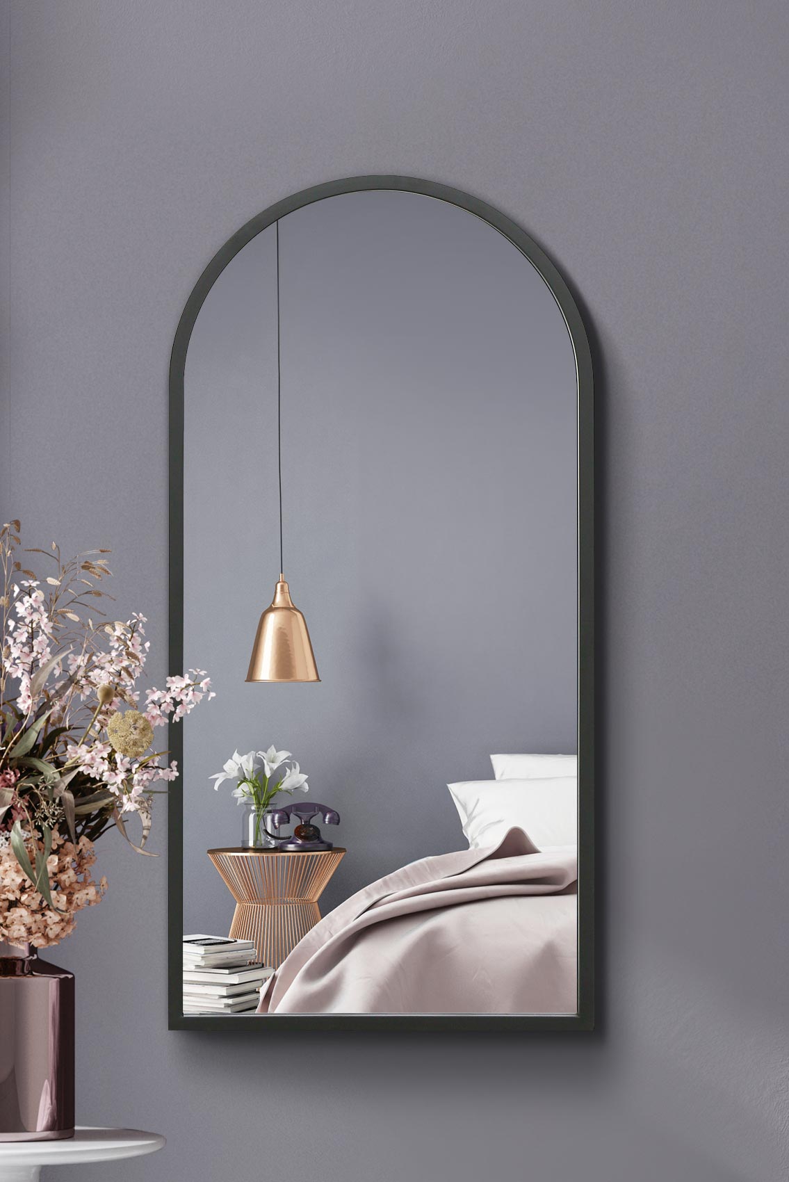 The Elegance - 31" X 16" Arched Black Metal Wall Mirror (80CM X 40CM) for Indoor and Outdoor Use.-1