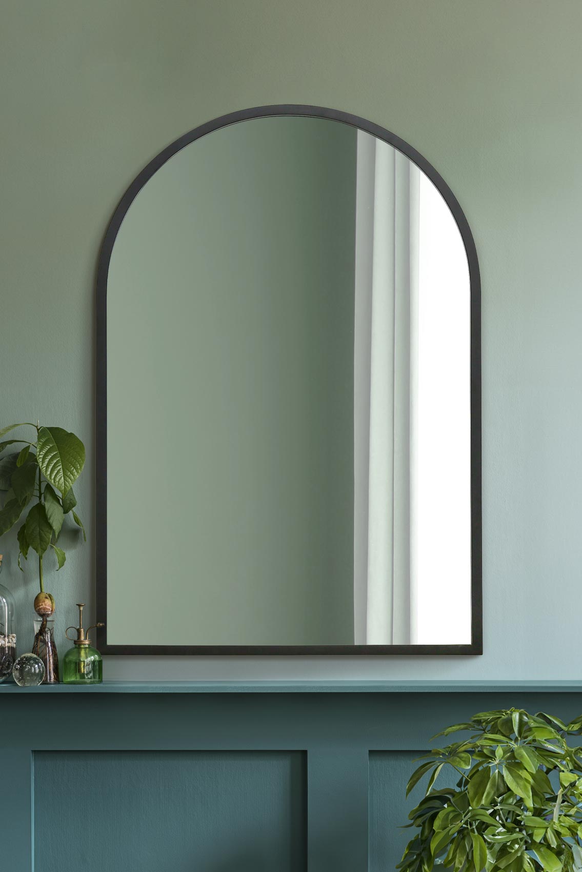 The Arched Elegance - 39" X 27" (100CM X 70CM) Black Metal Framed Wall Mirror for Indoor and Outdoor Use!-1