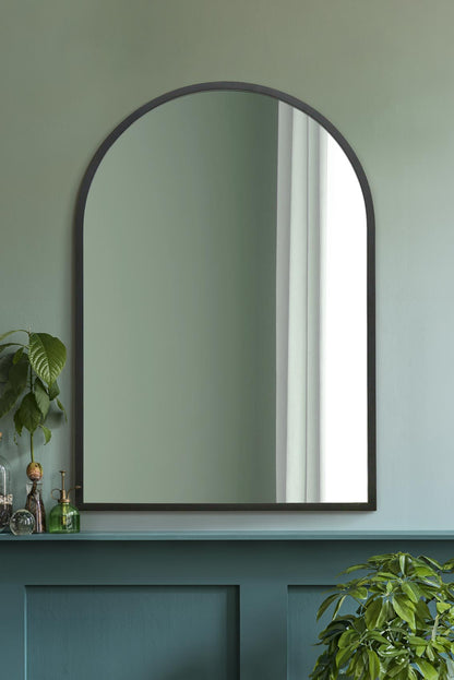 The Arched Elegance - 39" X 27" (100CM X 70CM) Black Metal Framed Wall Mirror for Indoor and Outdoor Use!-1