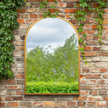 The Arcadia - Elegant Gold Arched Garden Mirror 39" X 27" (100CM X 70CM) for Indoor and Outdoor Use!-5