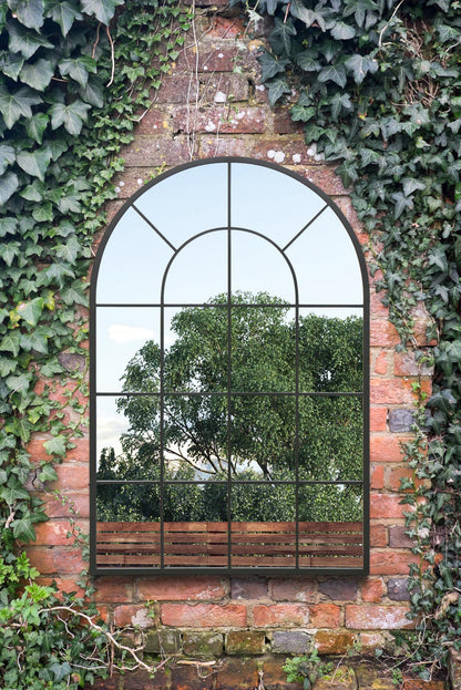 The Arcus - 47"x31" Black Framed Arched Garden Mirror for Indoor and Outdoor Use (120x80CM)-1